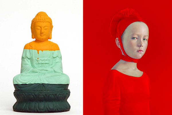 left: Olivier Morel, BOUDDHA3_0008, courtesy Red Zone Arts; right: Salustiano, Plusquamperfecto, courtesy Galerie am Dom