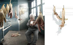 The Glovemaker, 2004  40 x40in/ Handgloves, 2005