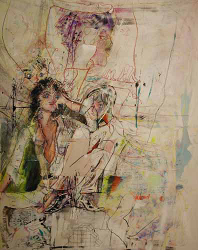 Tim Lokiec, Same Old Shit, 2005. <br/>Mixed media on panel. 60