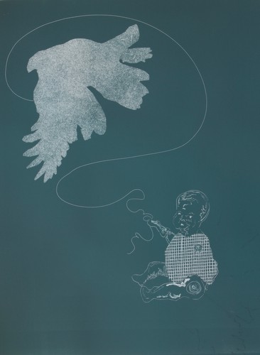 'Just little me"<br/>Monoprint, 50cm by 66cm<br/>2014<br/>