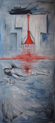 In Memoriam 2012<br/>180 x 90 cm Oil and Oil Pastel on Paper<br/>